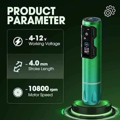 INKin Tattoo Machine Kit, CL4 Wireless Tattoo Pen 4.0mm Stroke Length with 2Pcs 1800mAh Battery Power Supply Brushless Motor Cordless Tattoo Gun for Artists and Beginners