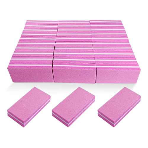 Nail Buffers (30 Pack), Buffer Block Nail File for Acrylic Nails and Natural Nails, 100/180 Grit Small Nail Buffer Block Bulk Buffing Blocks for Nail Buff Professional Manicure File Blocks Hot Pink
