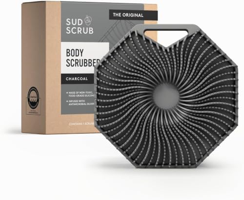 Sud Scrub Antimicrobial Silicone Body Scrubber - Exfoliating Shower Brush