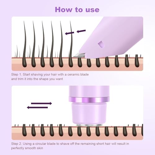 Bikini Trimmer for Women Dual Head,Painless Electric Razors,Bikini Shaver for Pubic Hair, Face, Legs(Grape Purple)