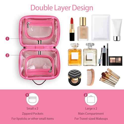 Lychii TSA Approved Toiletry Bag, Clear Travel Bag for Liquids Toiletries, Makeup Cosmetic Bag Organizer, Carry on Travel Accessories Essentials, Rose Red