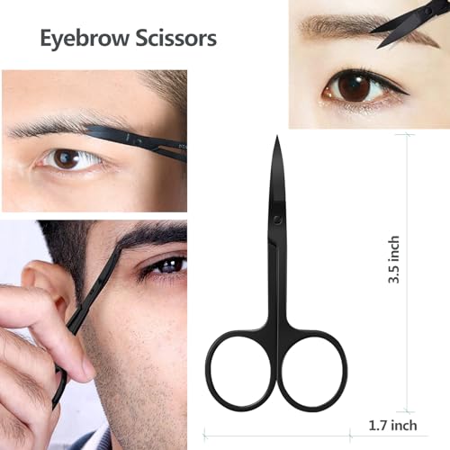 KAJUDA Eyebrow Scissors with Comb - 3PC Stainless Steel Grooming Set