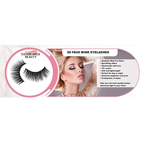 CASABLANCA BEAUTY | LUXE Faux Mink False Eyelashes - Classic Dame | Cruelty-free & Vegan Eyelashes, Soft Glam, Natural look, Reusable 15+ times - 1 Pair