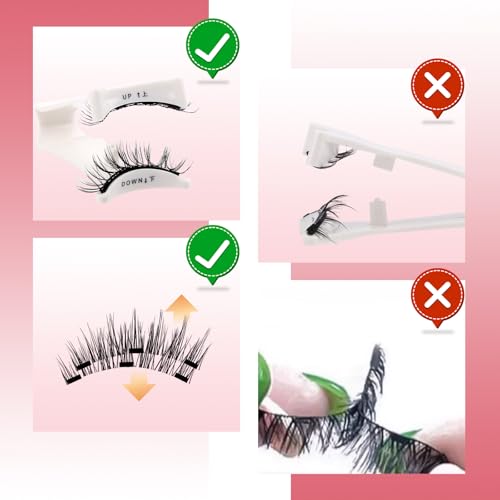 FADVAN Magnetic Eyelashes with Applicator, 2 Pairs Reusable Magnetic Lashes Natural Look, No Glue or Liner Needed False Eyelashes, Wispy Strip Lashes Clear Band Magnetic Lashes Kit (KS1+KS2)