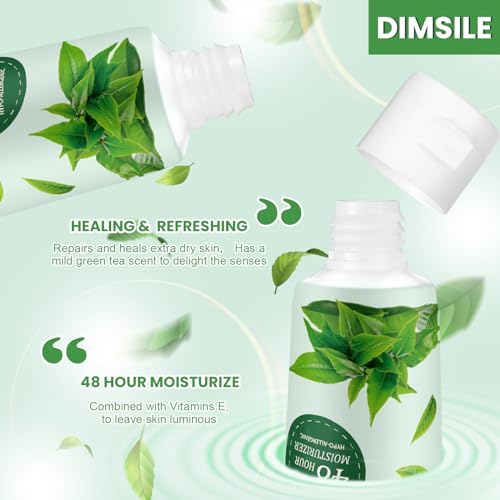 Dimsile 50 Pack Green Tea Travel Size Body Lotion 1 Oz Dry Skin Moisturizer with Flip Cap for Extra Dry Skin, for Inns and Hotels, Airlines, Offices, Gyms and More