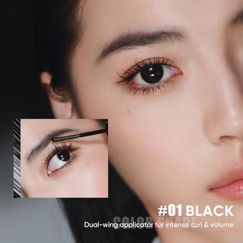 JUDYDOLL Feather Lash Iron Mascara -Serum, Primer, Topcoat 3-in-1, Dual-Wing Brush for Clump-Free Length & Volume, Lash Care with Squalane, Waterproof & Smudge-Proof, Suitable for all Types (Black)