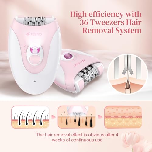 Rechargeable Epilator for Women with LED Light & 36 Tweezers