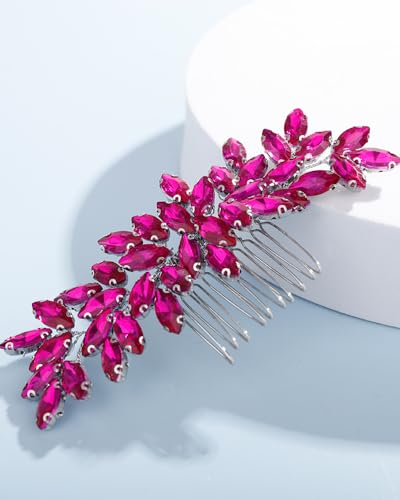 Hot Pink Rhinestone Hair Comb for Women – Wedding & Bridal
