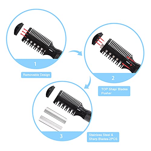 FEISIER Medium Hair Cutting Comb with Double Edge Razor & 5 Spare Blades - Safe Styling Tool