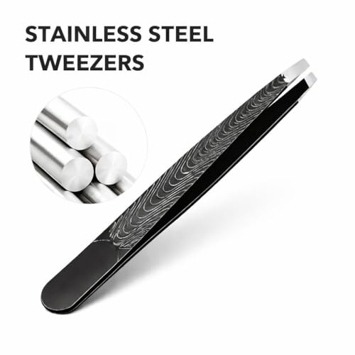 UM Supplies Slant Tweezer, Stainless Steel, High Precision Hair Removal, 1 Count