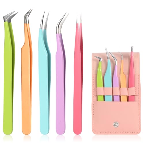 5-Piece Eyelash Extension Tweezers Set for Precision Lash Work
