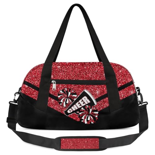 Kids Red Glitter Duffel Bag for Sports & Travel - OMFUNS
