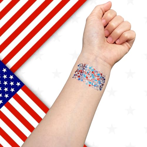 Mysense Red White Blue Patriotic Glitter Stick for 4th of July