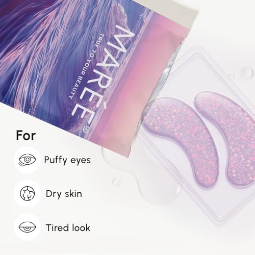 MAREE Violet Eye Gels - Marine Collagen Under Eye Patches for Puffy Eyes - Undereye Mask Patches for Women - Moisturizing Gel Eye Masks with Grape Water - Gel Pads