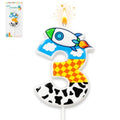 Number 3 Cartoon Rocket Birthday Candle - Party Supplies, Handmade Wax