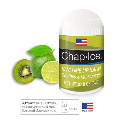 Kiwi Flavor - Chap-Ice Mini Lip Balm, 4 count - Made in USA, 0.10 Oz, Push-Up Style, Hydrating Lip Care for Smooth and Soft Lips, Compact Size for Travel, Perfect for Daily Use - 4ct