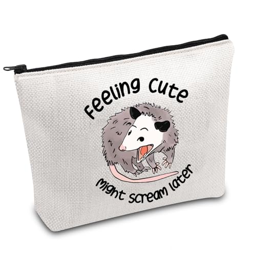 FOTAP Possum Gift Opossum Lover Gift Feeling Cute Might Scream Later Opossum Makeup Bag Opossum Mom Gift Screaming Possum Gift (Scream later)