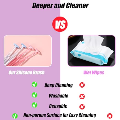 Eyelid Cleaning Brushes - 4pc Silicone Set with Cotton Swabs