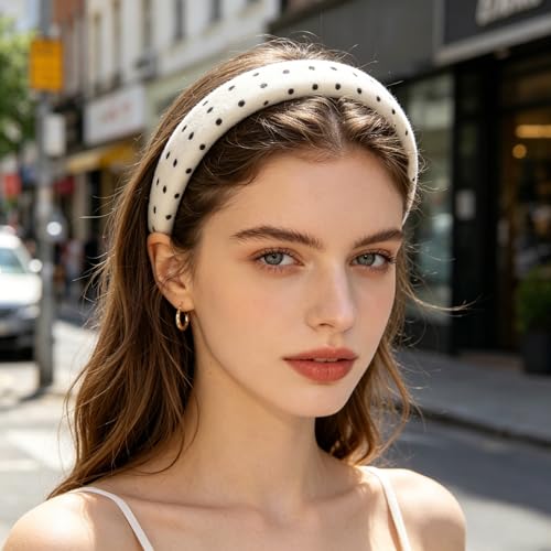 Polka Dot Headbands for Women, Non-Slip Wide Headband 2-Pack