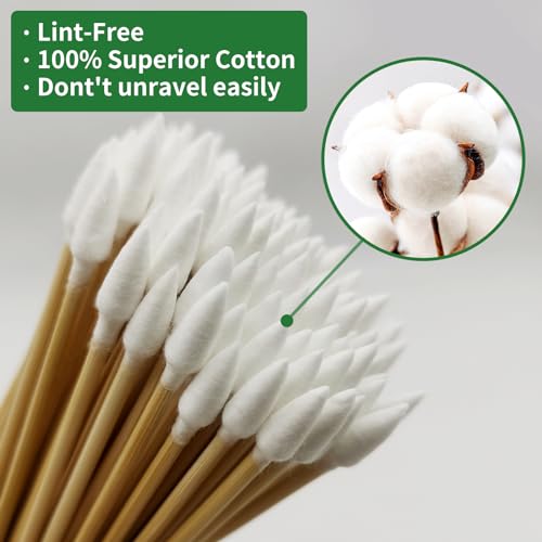6-Inch Pointed Cotton Swabs with Bamboo Sticks, 200-Pack, Biodegradable Makeup & Cleaning Applicators