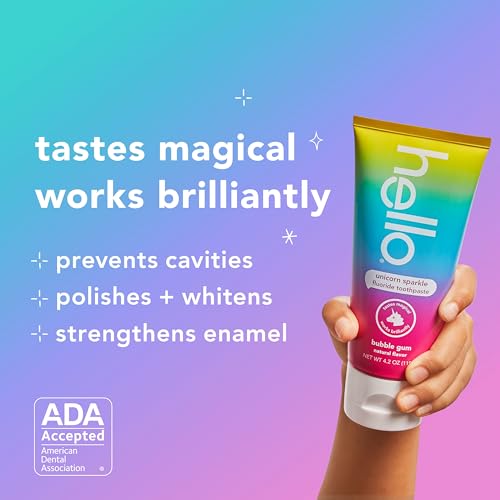 Hello Unicorn Sparkle Kids Fluoride Toothpaste, Bubble Gum, 4.2 oz (3 Pack)