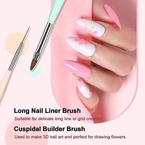 RARJSM Gel Liner Nail Art, Cotton Candy Collection Painting Gel Nail Art Polish Set Wire Drawing Gel for Nail Adesign Nail Art Brushes Set 6 Pcs Nail Art Design Pen Painting Tools