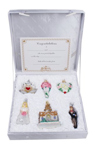 Wedding Collection Set of 6 Glass Old World Christmas Ornament 14011