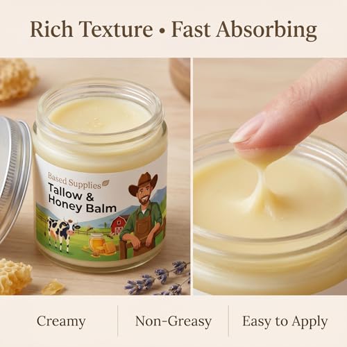 Grass-Fed Tallow & Raw Honey Moisturizing Balm for Dry Skin