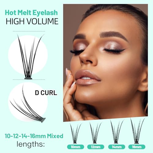 D Curl Lash Clusters 400pcs Volume Lashes 8-10-12-14mm Mix