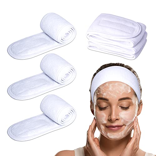 Extra Long Terry Cloth Spa Headband - 3-Pack, Adjustable Fit