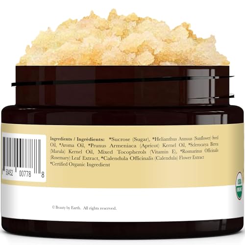 Organic Vanilla Coconut Sugar Scrub for Body Polish, Exfoliating Body Scrub Exfoliator & Foot Scrub, Body Exfoliator for Women Exfoliation, Sugar Scrubs for Women & Men