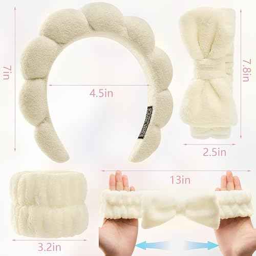 Headbands for Women - Spa Headband and Wristband Set - Headband for Washing Face,Facial Mask,Makeup and Skin Care,Gifts for Women and Teen Girl Gifts Trendy Stuff