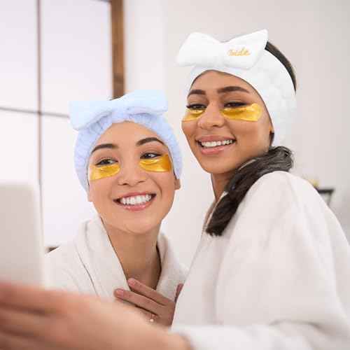 Semato Bachelorette Party Favor Set - Bride & Bridesmaid Spa Headbands (1 Bride + 7 Blue)