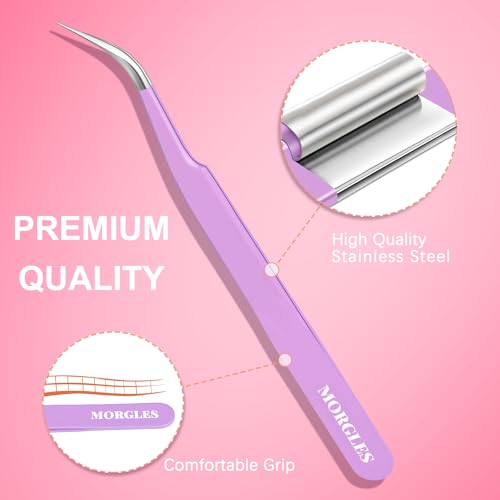 MORGLES Lash Extension Tweezers Set 5-in-1 Professional Kit