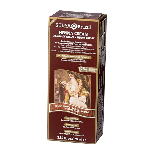 Surya Brasil Henna Cream - Golden Brown Semi-Permanent Hair Dye, 2.37 oz