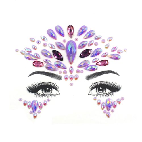 Topz pink face jewels festival Rhinestone stickerfor women halloween makeup mermaid purple face gems stick on festival rave cute Face gem temporary tattoos for edm music festival (S056)