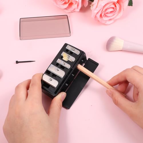 2-Pack 5-Hole Cosmetic Pencil Sharpener with Lid for Eyeliner & Lip Liner