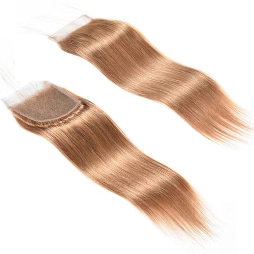 Isufer 8 Inch Honey Blonde #27 Lace Front Closure Pre Plucked Brazilian Virgin Hair Straight