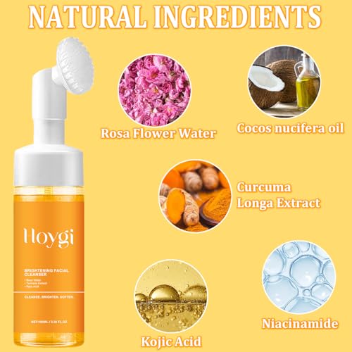 2PCS Turmeric Facial Cleanser, Foaming Face Wash for All Skin Deep Cleaning