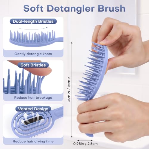 Segbeauty Blue Travel Wig Extension Detangler Brush - Long Handle