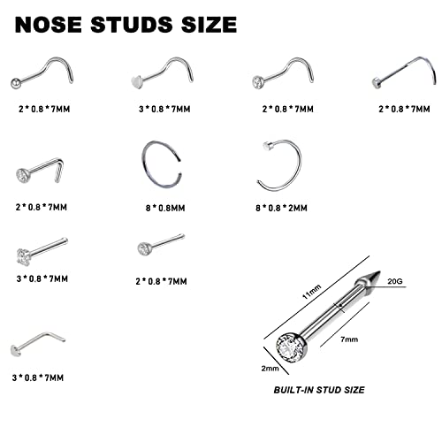 Nose Piercing Kit - 2 Disposable Self-Piercing Guns with 10 Rings
