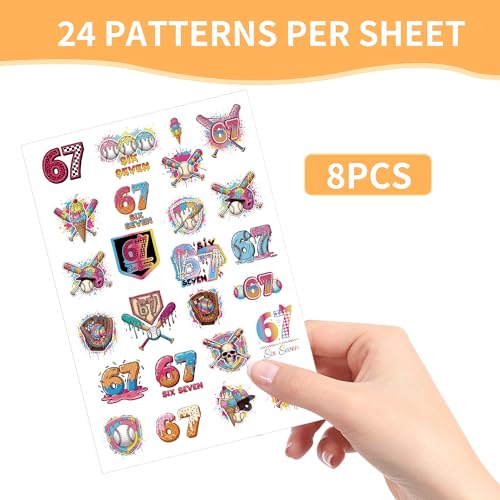 Number 67 Street Art Temporary Tattoos - 8 Sheets