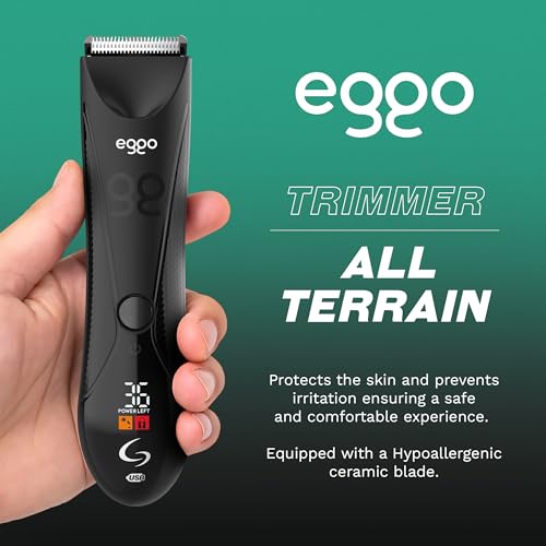 GA.MA Italy Eggo Body Trimmer for Men, Ceramic Blade for Sensitive Areas, LED Light, USB Rechargeable, 5600?RPM, Cordless Full Body Groomer with Guide Combs