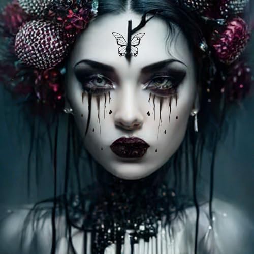 Halloween Face Makeup Tattoos Stickers, Horror Clown Demon Ghost Vampire Spider Web Eye Shadow Temporary Stickers Scary Fake Eyeshadow Tattoos for Halloween Carnival Day of Dead Party Decoration