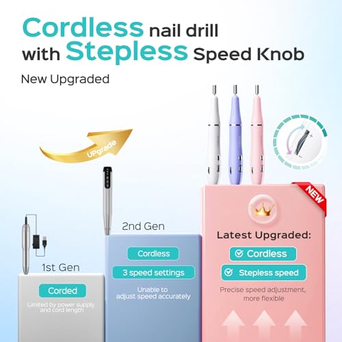 Cordless Nail Drill with Speed Control for Acrylic & Gel Nails