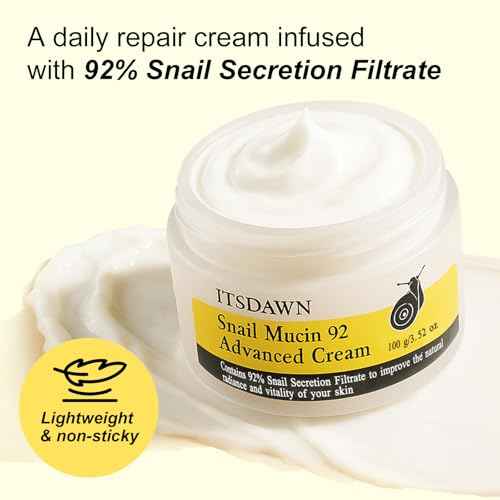 Snail Mucin 92% Repair Cream 100g, Face Moisturizer Hydrating Repair Face Cream for Dry & Sensitive Skin, All Skin Types
