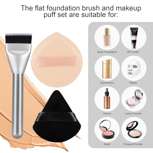 Flat Foundation Brush & Makeup Sponge Set