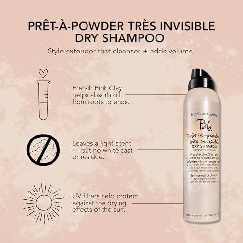 Bumble and bumble. Pr?t-?-powder Tr?s Invisible Volumizing Dry Shampoo | Volumizing, Dry-Cleansing, UV Protective + Absorbs Oil | Curly, Wavy, Straight