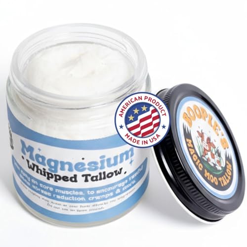 Magic Moo Magnesium Whipped Tallow Skincare for sore muscles, sleep, muscle and period cramps, stress, relaxation & more. Topical magnesium that works.