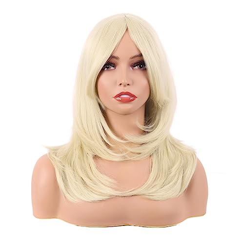 MapofBeauty 20 Inch Light Blonde Layered Straight Wig